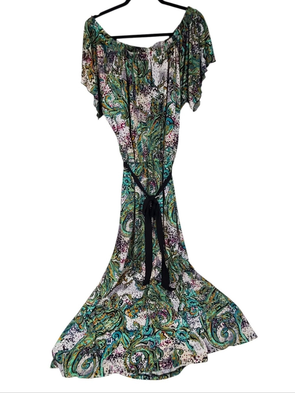 Elie McCarthy Paisley Coloful Stretch Maxi Dress Mermaidcore XXXL Office Siren